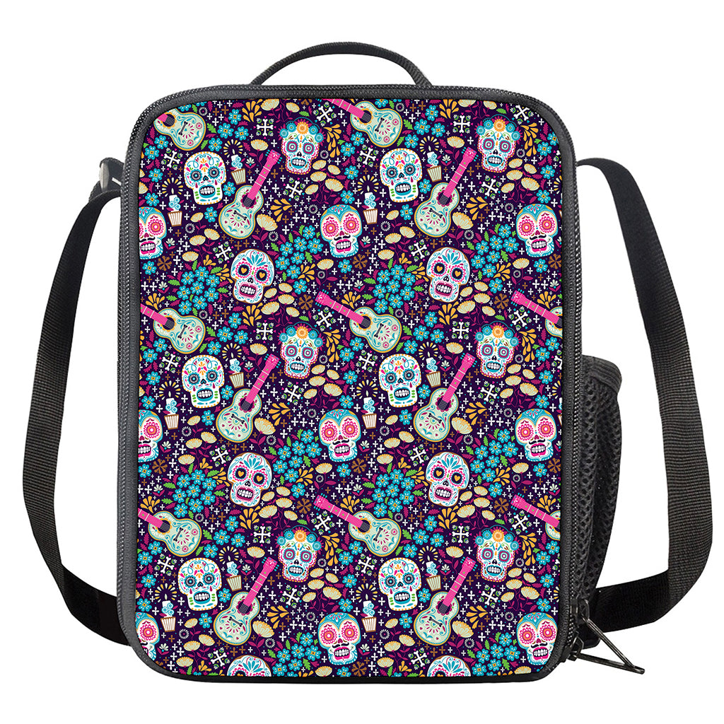 Calaveras Day Of The Dead Pattern Print Crossbody Lunch Bag