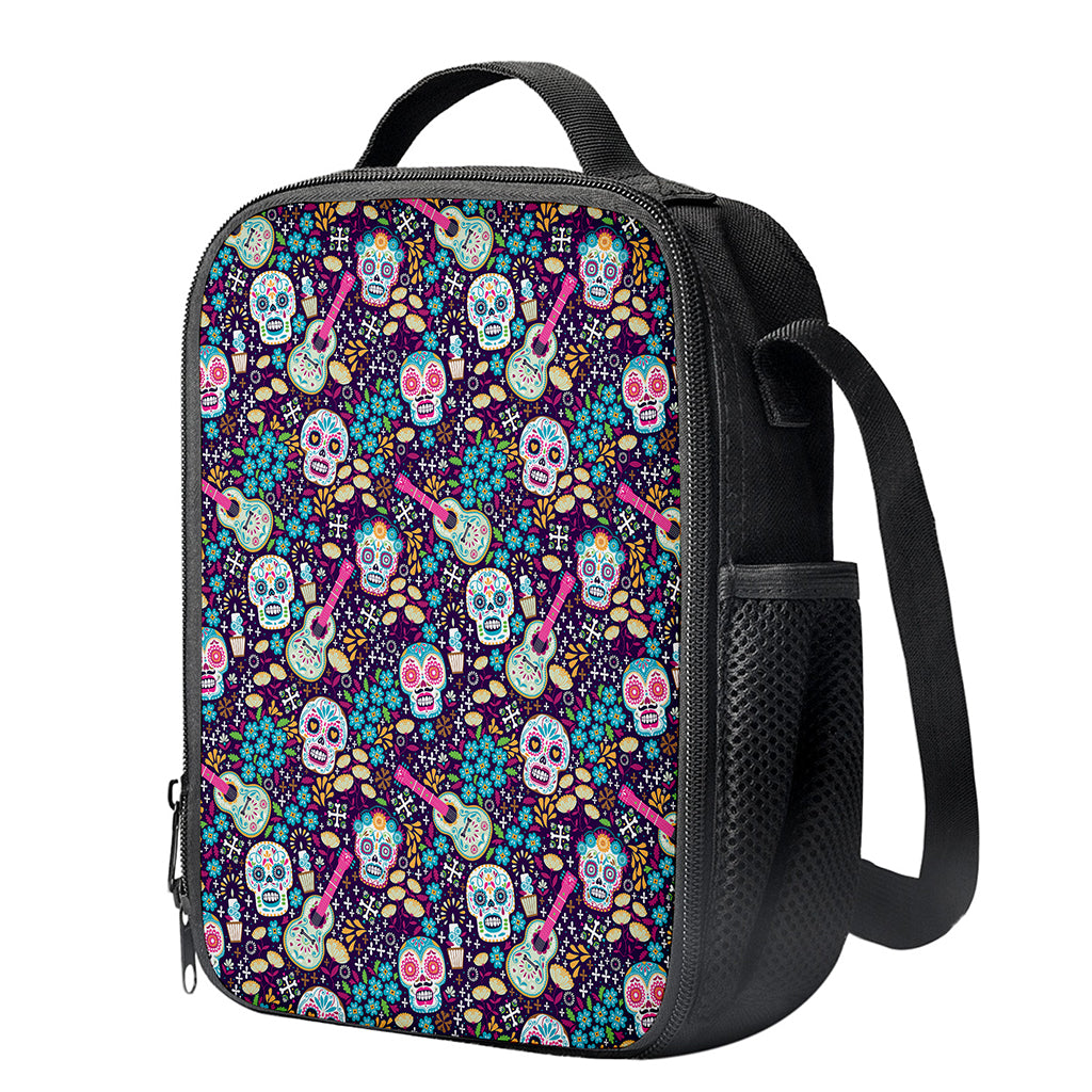 Calaveras Day Of The Dead Pattern Print Crossbody Lunch Bag
