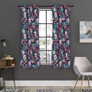 Calaveras Day Of The Dead Pattern Print Curtain