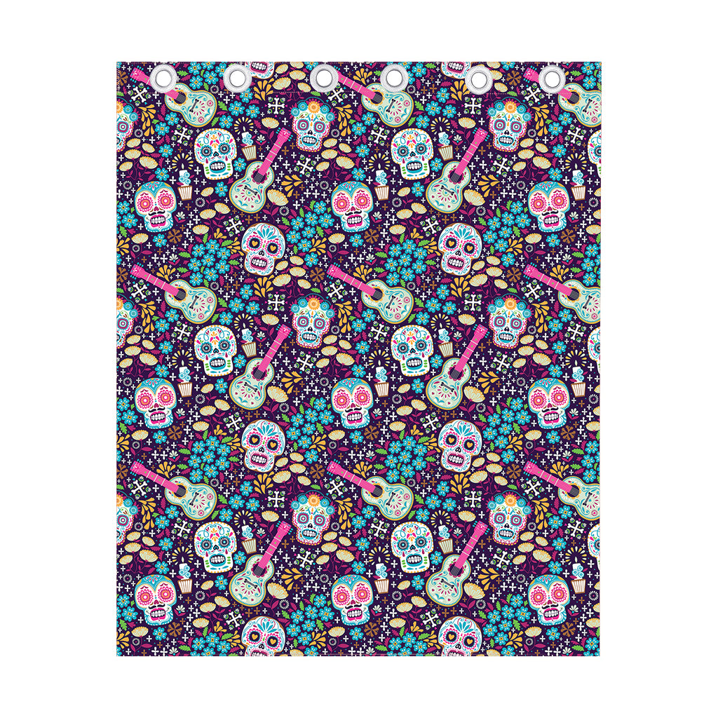 Calaveras Day Of The Dead Pattern Print Curtain