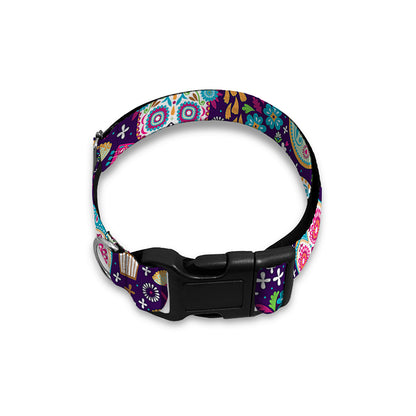 Calaveras Day Of The Dead Pattern Print Dog Collar