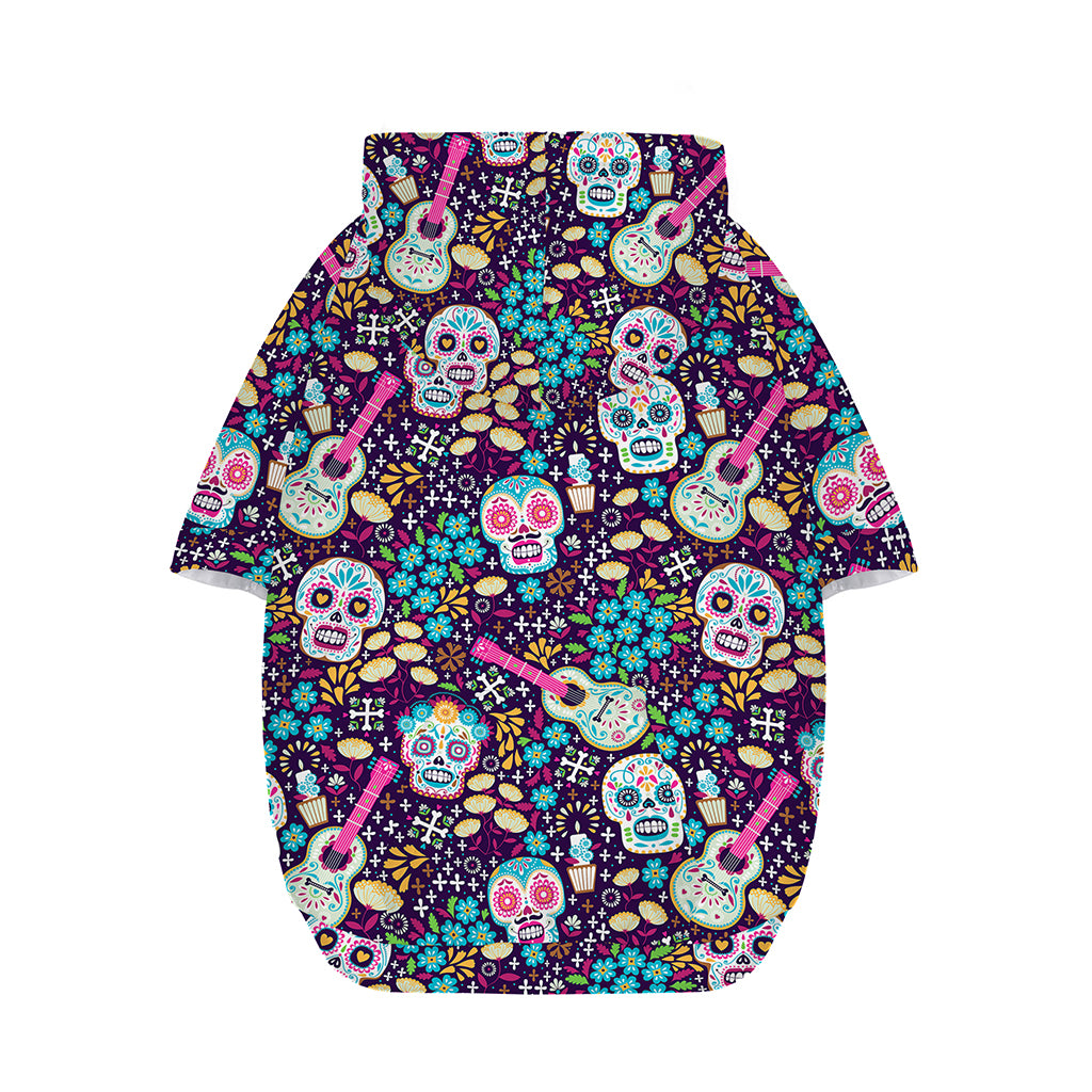 Calaveras Day Of The Dead Pattern Print Dog Zip Up Hoodie