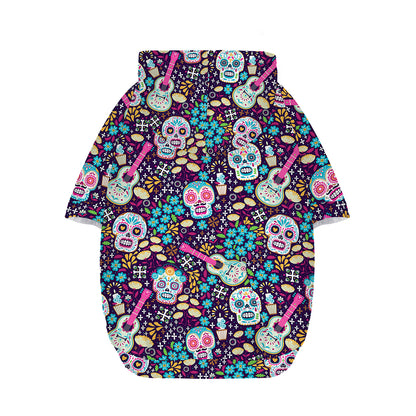 Calaveras Day Of The Dead Pattern Print Dog Zip Up Hoodie
