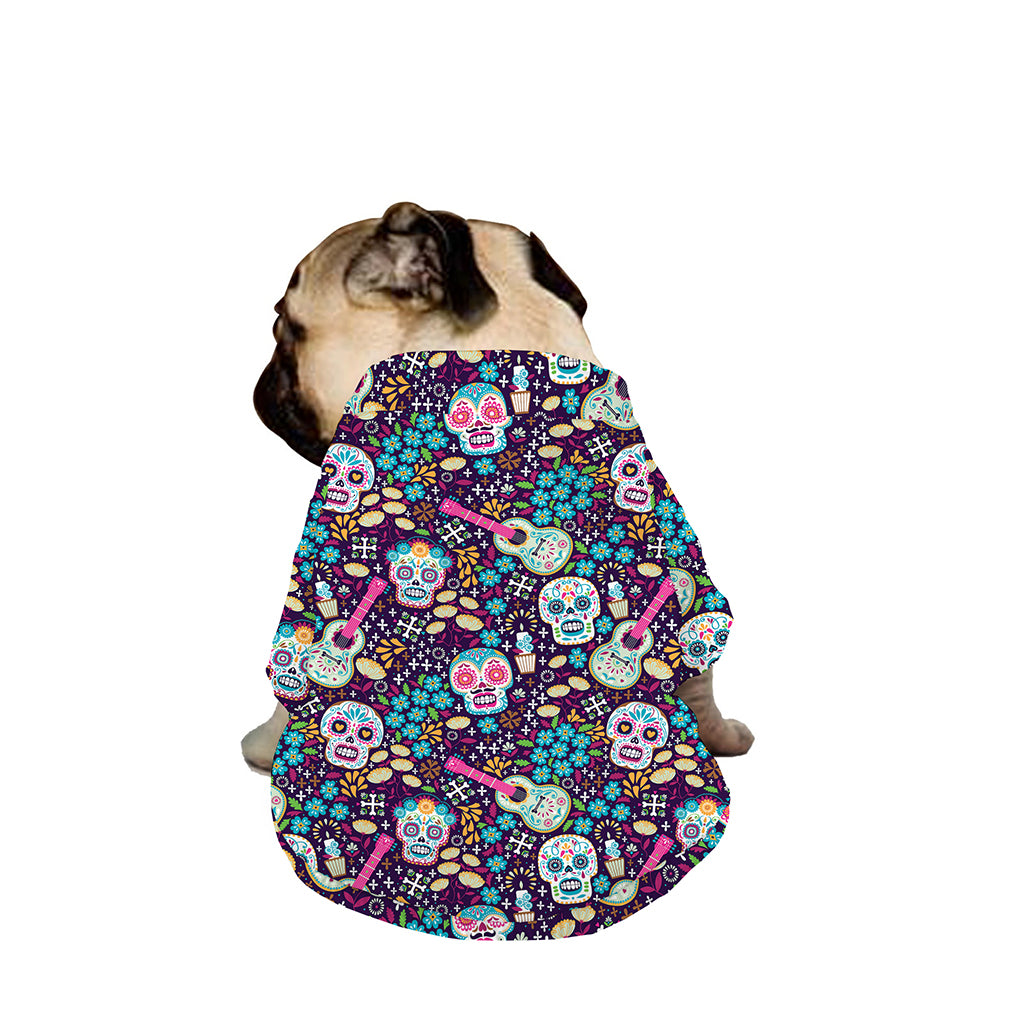 Calaveras Day Of The Dead Pattern Print Dog Zip Up Jacket