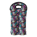 Calaveras Day Of The Dead Pattern Print Double Neoprene Wine Tote