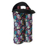 Calaveras Day Of The Dead Pattern Print Double Neoprene Wine Tote