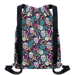 Calaveras Day Of The Dead Pattern Print Drawstring Backpack