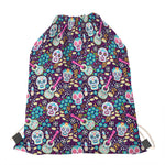 Calaveras Day Of The Dead Pattern Print Drawstring Bag