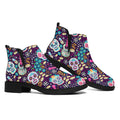 Calaveras Day Of The Dead Pattern Print Flat Ankle Boots