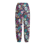 Calaveras Day Of The Dead Pattern Print Fleece Lined Knit Pants