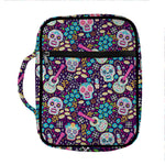 Calaveras Day Of The Dead Pattern Print Front Pocket Bible Bag