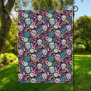 Calaveras Day Of The Dead Pattern Print Garden Flag