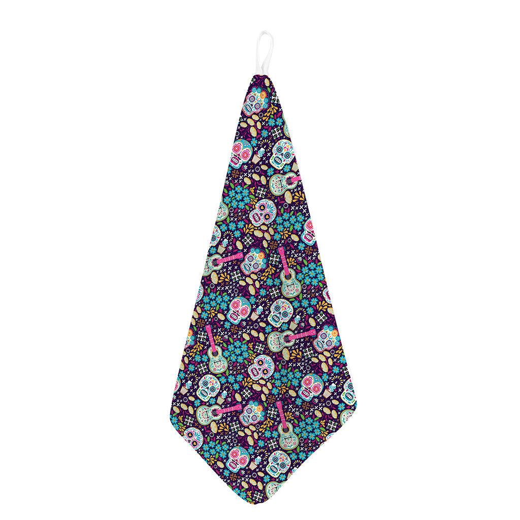 Calaveras Day Of The Dead Pattern Print Hand Towel