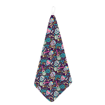 Calaveras Day Of The Dead Pattern Print Hand Towel
