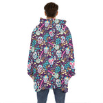 Calaveras Day Of The Dead Pattern Print Hoodie Blanket