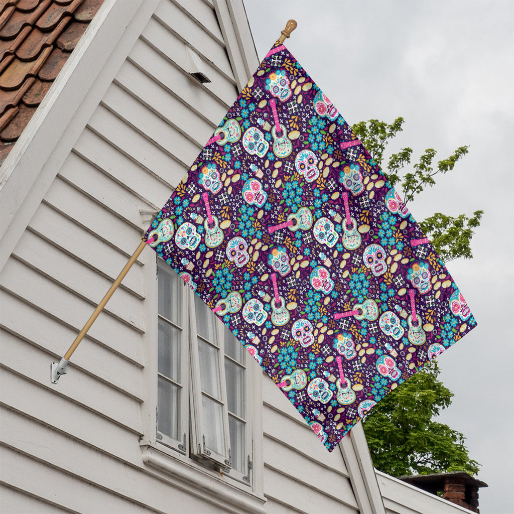 Calaveras Day Of The Dead Pattern Print House Flag