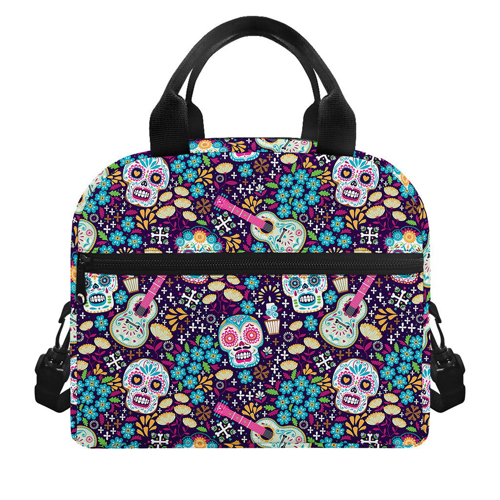 Calaveras Day Of The Dead Pattern Print Insulated Lunch Bag