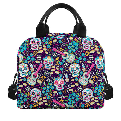 Calaveras Day Of The Dead Pattern Print Insulated Lunch Bag
