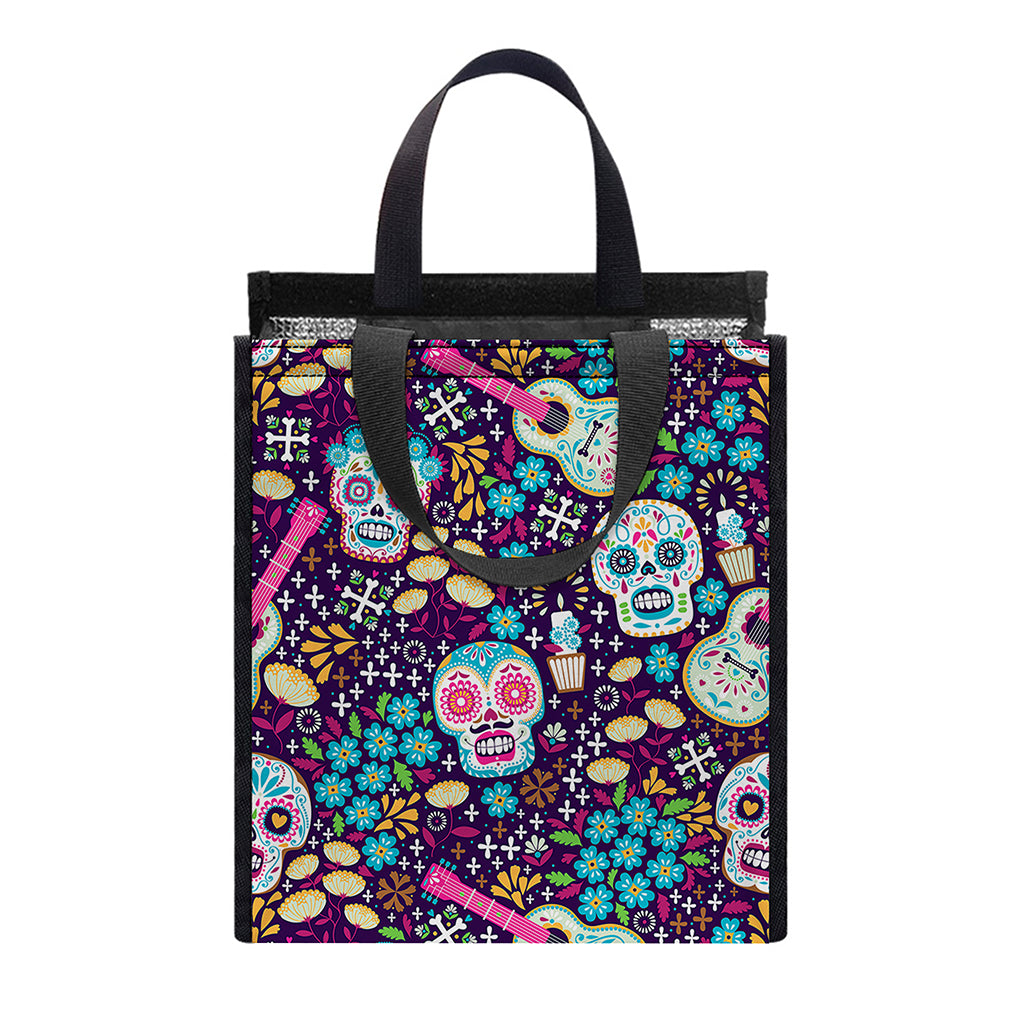 Calaveras Day Of The Dead Pattern Print Insulated Lunch Tote