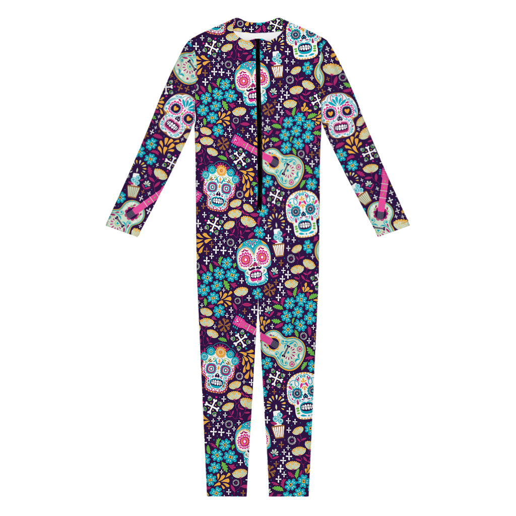 Calaveras Day Of The Dead Pattern Print Jumpsuit