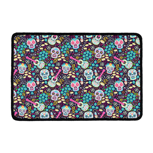 Calaveras Day Of The Dead Pattern Print Kitchen Mat
