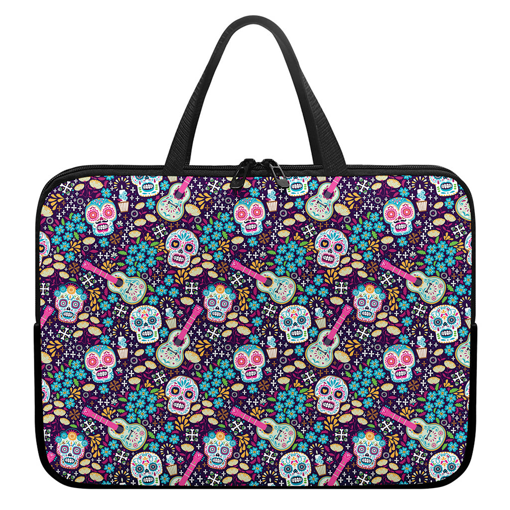 Calaveras Day Of The Dead Pattern Print Laptop Sleeve With Handle