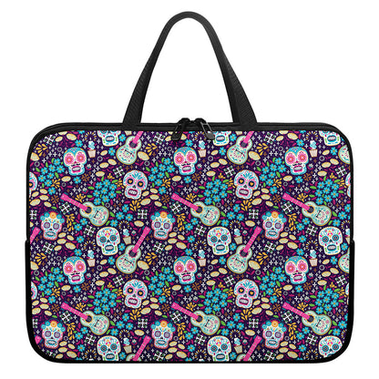 Calaveras Day Of The Dead Pattern Print Laptop Sleeve With Handle