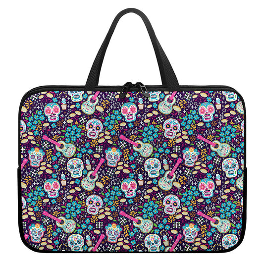 Calaveras Day Of The Dead Pattern Print Laptop Sleeve With Handle