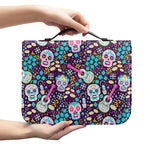 Calaveras Day Of The Dead Pattern Print Leather Bible Cover