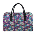 Calaveras Day Of The Dead Pattern Print Leather Duffel Bag