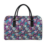 Calaveras Day Of The Dead Pattern Print Leather Duffle Bag