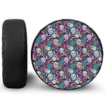 Calaveras Day Of The Dead Pattern Print Leather Spare Tire Cover