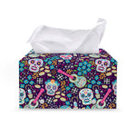 Calaveras Day Of The Dead Pattern Print Leather Tissue Box Cover