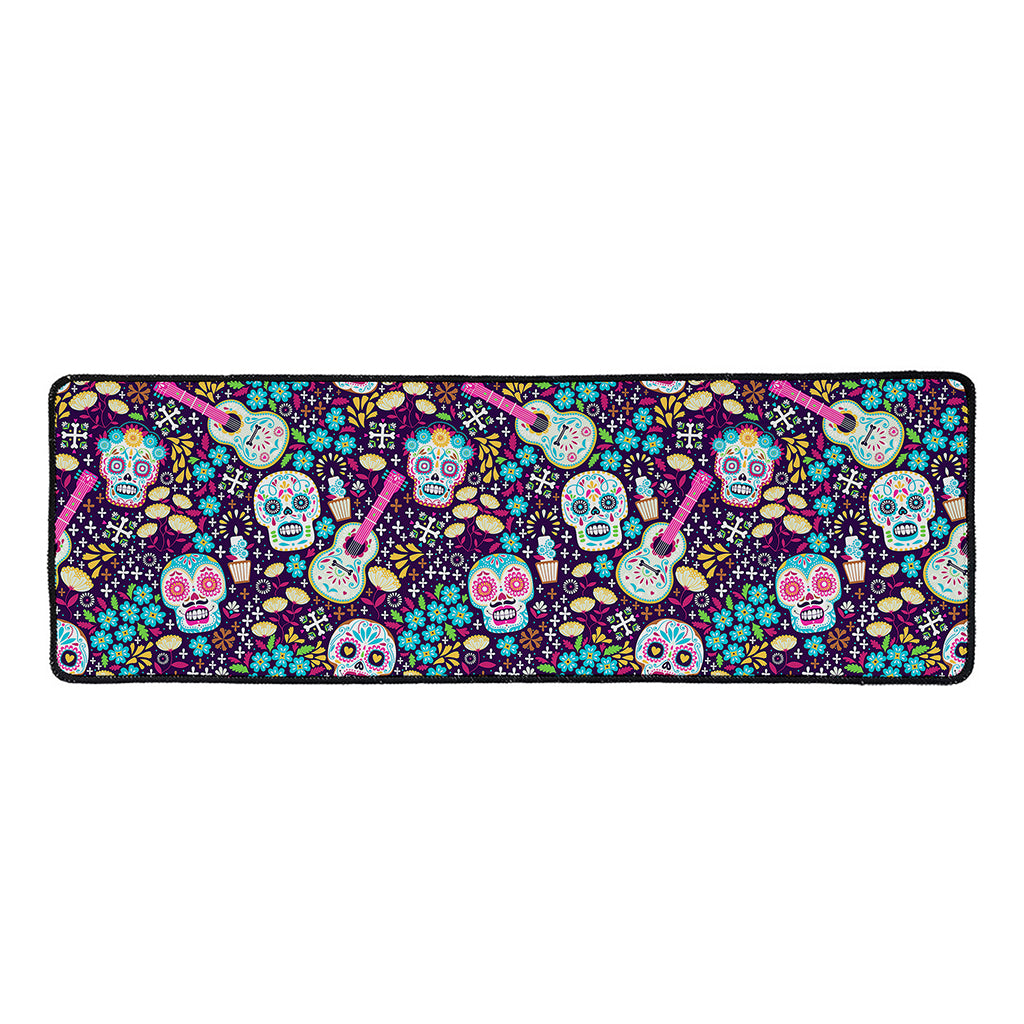 Calaveras Day Of The Dead Pattern Print Long Kitchen Mat