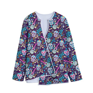 Calaveras Day Of The Dead Pattern Print Long Sleeve Short Coat