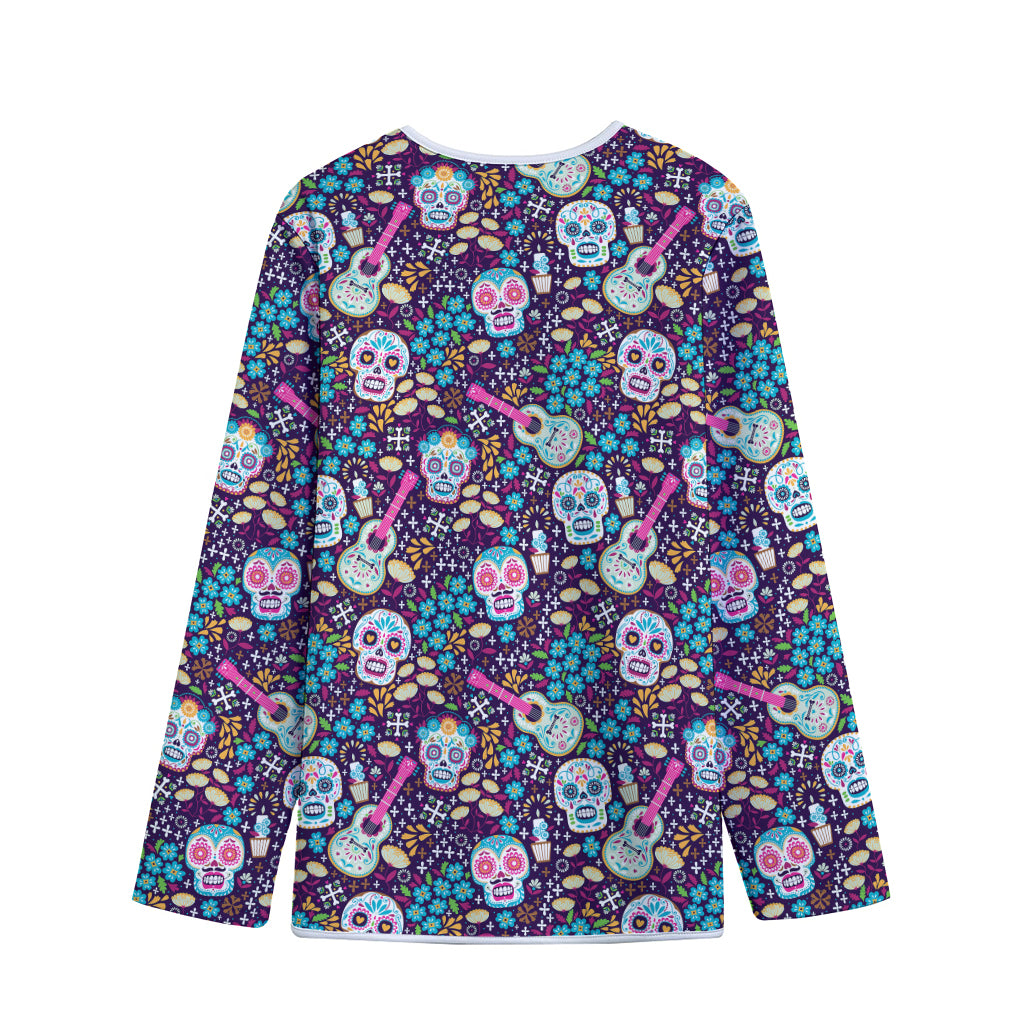 Calaveras Day Of The Dead Pattern Print Long Sleeve Short Coat