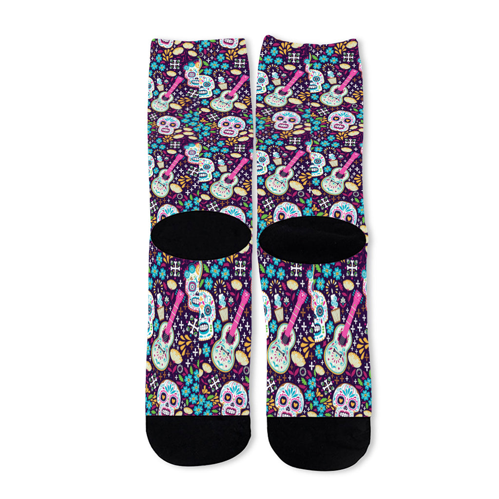 Calaveras Day Of The Dead Pattern Print Long Socks