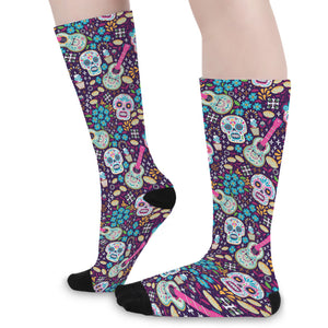 Calaveras Day Of The Dead Pattern Print Long Socks