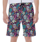 Calaveras Day Of The Dead Pattern Print Men's Beach Shorts