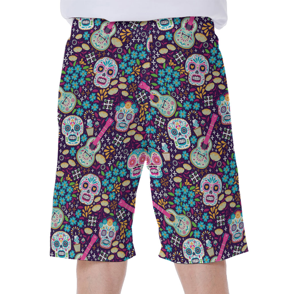 Calaveras Day Of The Dead Pattern Print Men's Beach Shorts