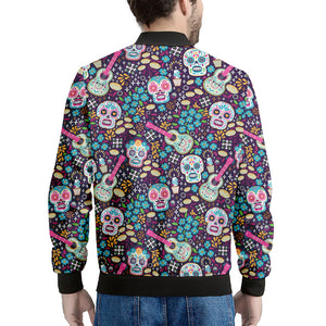 Calaveras Day Of The Dead Pattern Print Men's Bomber Jacket