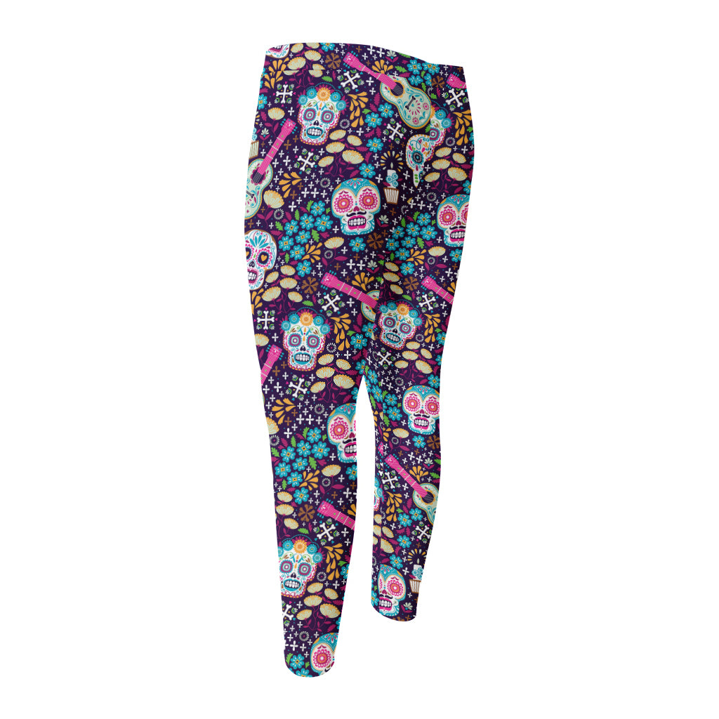 Calaveras Day Of The Dead Pattern Print Men's Compression Pants