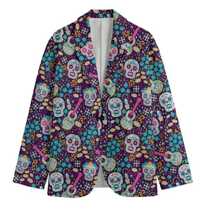 Calaveras Day Of The Dead Pattern Print Men's Cotton Blazer