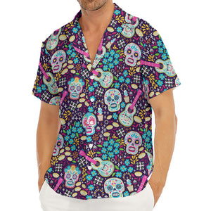 Calaveras Day Of The Dead Pattern Print Men's Deep V-Neck Shirt