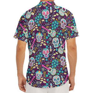 Calaveras Day Of The Dead Pattern Print Men's Deep V-Neck Shirt