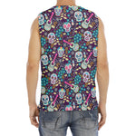 Calaveras Day Of The Dead Pattern Print Men's Fitness Tank Top