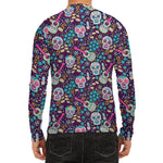 Calaveras Day Of The Dead Pattern Print Men's Long Sleeve Rash Guard