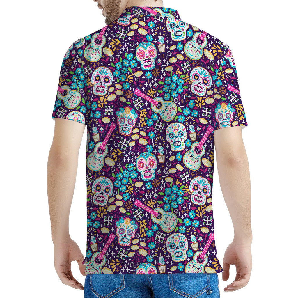 Calaveras Day Of The Dead Pattern Print Men's Polo Shirt