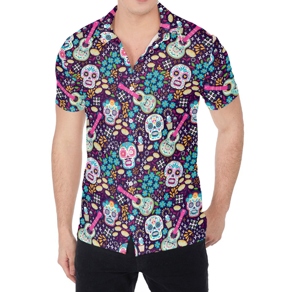 Calaveras Day Of The Dead Pattern Print Men's Shirt