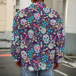 Calaveras Day Of The Dead Pattern Print Men's Shirt Jacket